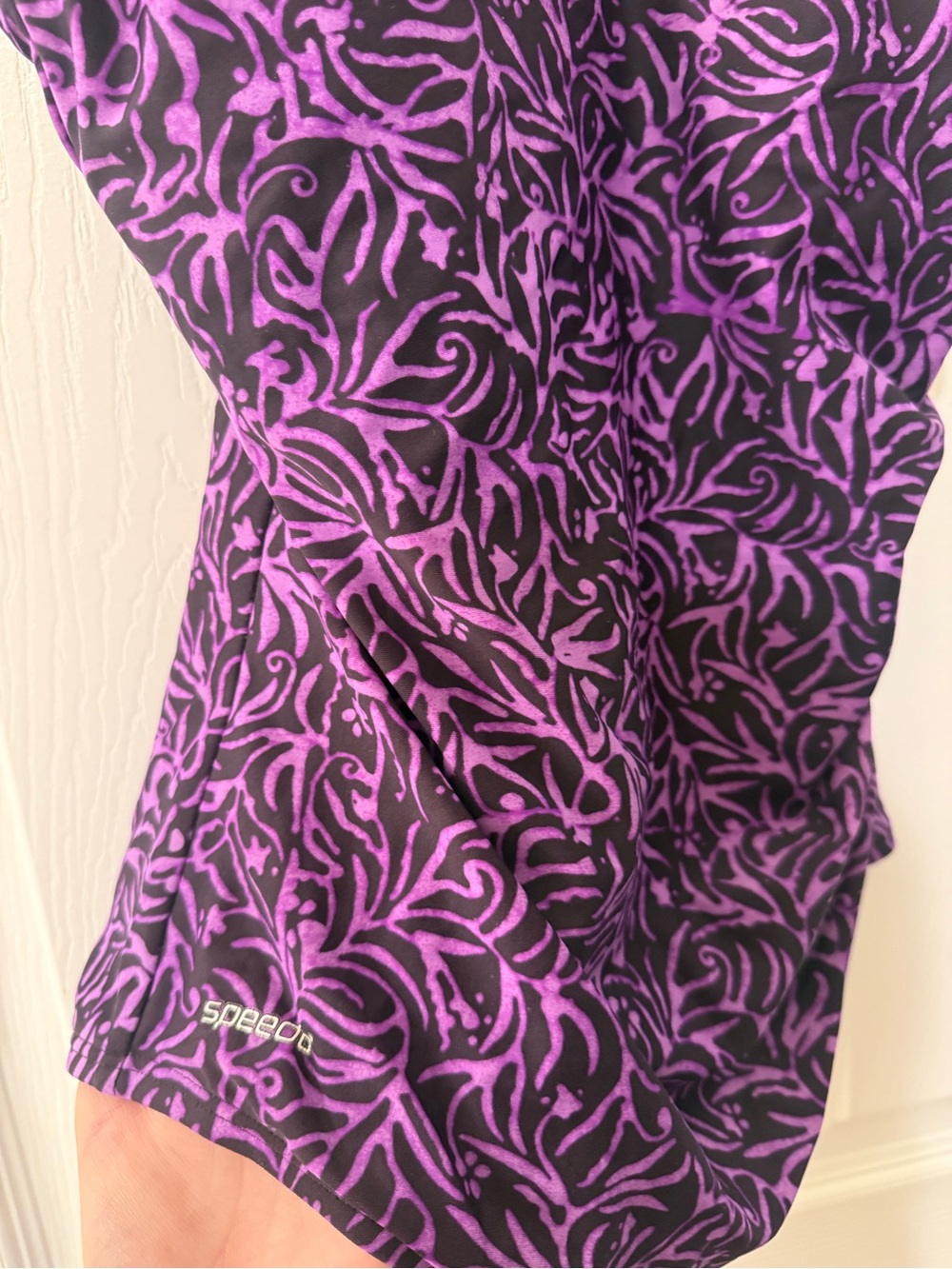 Speedo Purple Leaf-Print One-Piece Swimsuit - Picture 5 of 9